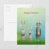 Cartes Pour Fêtes Annuelles Easter Three Bunnies in Grass Card (Devant / Derrière)