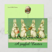 Cartes Pour Fêtes Annuelles EASTER WHITE RABBIT ORCHESTRA Music Making Rabbits (Devant / Derrière)