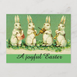 Cartes Pour Fêtes Annuelles EASTER WHITE RABBIT ORCHESTRA Music Making Rabbits