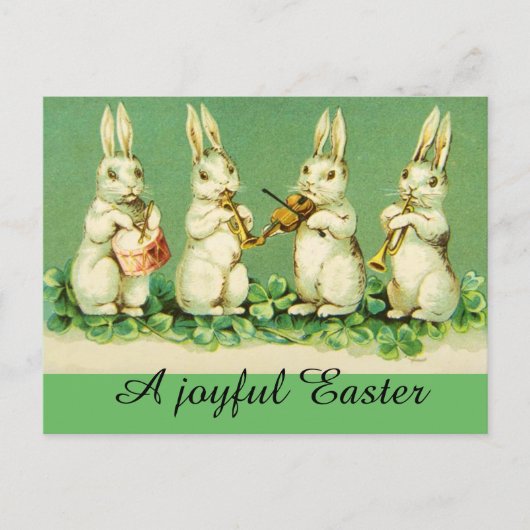 Cartes Pour Fêtes Annuelles EASTER WHITE RABBIT ORCHESTRA Music Making Rabbits (Devant)