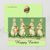Cartes Pour Fêtes Annuelles EASTER WHITE RABBIT ORCHESTRA Music Making Rabbits (Devant / Derrière)