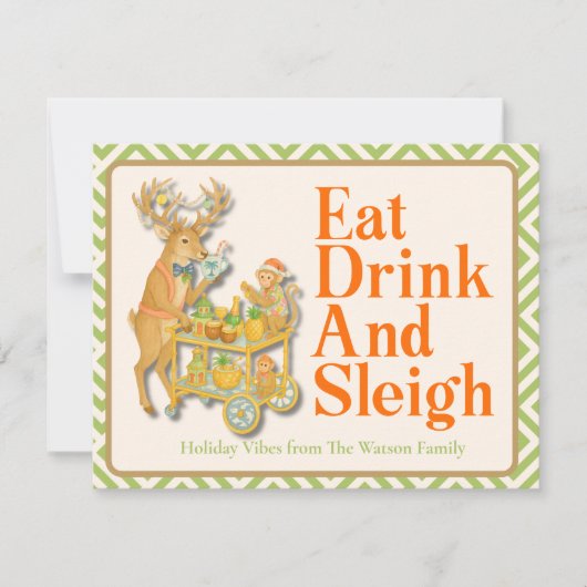 Cartes Pour Fêtes Annuelles Eat Drink Sleigh Tropical Christmas Chinoiserie (Devant)