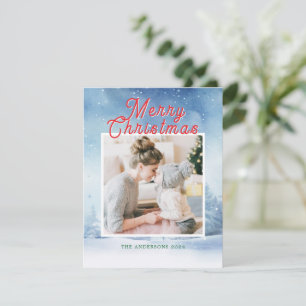 Cartes Pour Fêtes Annuelles Eau couleur hiver merveilleuse avec une photo