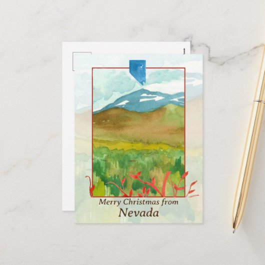 Cartes Pour Fêtes Annuelles Eau du désert de Noël du Nevada (Devant/Arrière en situation)