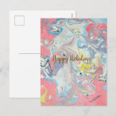 Cartes Pour Fêtes Annuelles Ebru Art Pastel Abstract (Devant / Derrière)