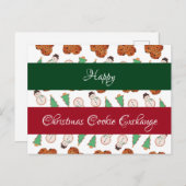 Cartes Pour Fêtes Annuelles Échange de biscuits de Noël pain d'épices vert rou (Devant / Derrière)