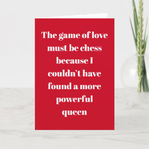 Cartes Pour Fêtes Annuelles Échecs Queen typographie Saint Valentin
