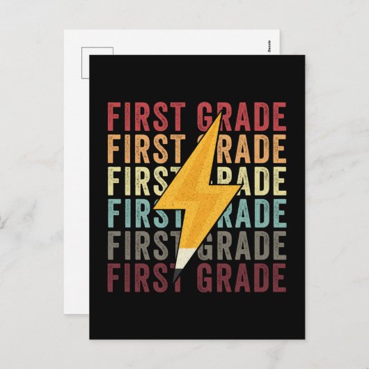 Cartes Pour Fêtes Annuelles Éclair de première année crayon de 1ère année (Devant / Derrière)