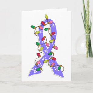 Cartes Pour Fêtes Annuelles Éclairage de Noël du cancer de l'estomac Ruban