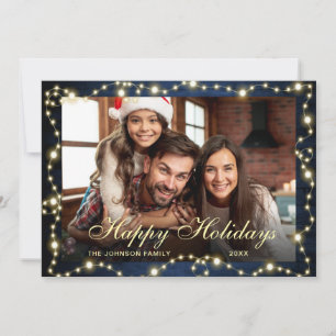 Cartes Pour Fêtes Annuelles Éclairage de Noël rustique PHOTO Salutation