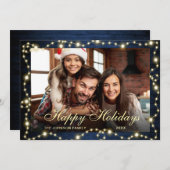 Cartes Pour Fêtes Annuelles Éclairage de Noël rustique PHOTO Salutation (Devant / Derrière)