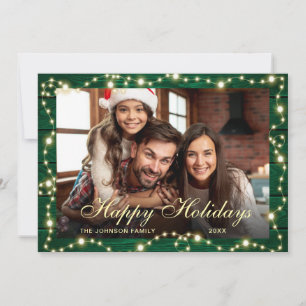 Cartes Pour Fêtes Annuelles Éclairage de Noël rustique PHOTO Salutation