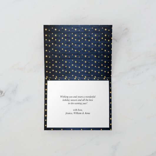 Cartes Pour Fêtes Annuelles Éclairage de Noël rustique PHOTO Salutation (Intérieur)