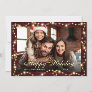 Cartes Pour Fêtes Annuelles Éclairage de Noël rustique PHOTO Salutation