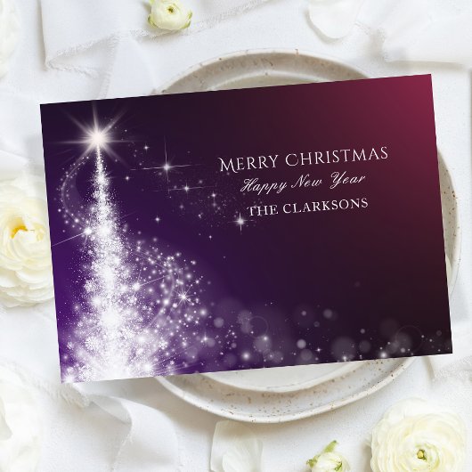 Cartes Pour Fêtes Annuelles Éclairage de Noël violet