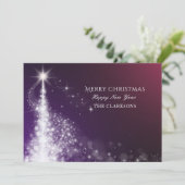 Cartes Pour Fêtes Annuelles Éclairage de Noël violet (Debout devant)