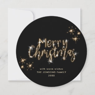 Cartes Pour Fêtes Annuelles Éclairage minimaliste en or Noir Noël