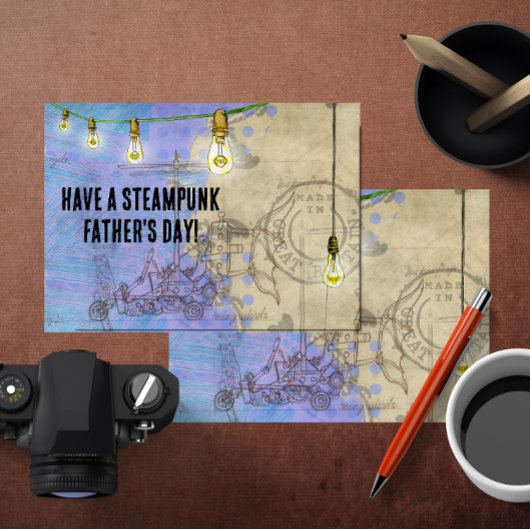Cartes Pour Fêtes Annuelles Éclairages Edison Steampunk sur une Fête des pères
