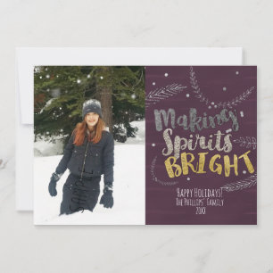 Cartes Pour Fêtes Annuelles Éclairer les esprits avec des feuilles d'argent lu