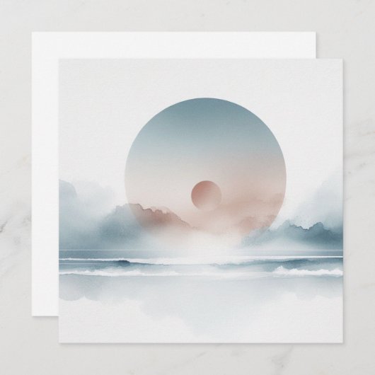 Cartes Pour Fêtes Annuelles Eclipse aquarelle (Devant / Derrière)