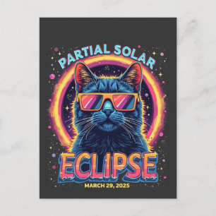 Cartes Pour Fêtes Annuelles Éclipse solaire partielle 2025 Cat Kitten