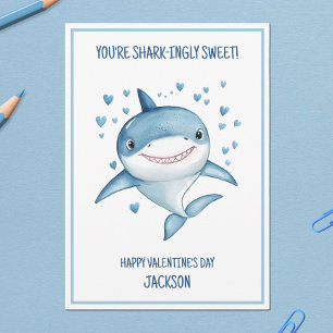 Cartes Pour Fêtes Annuelles École Classe des Shark Boys Joyeuse Saint-Valentin