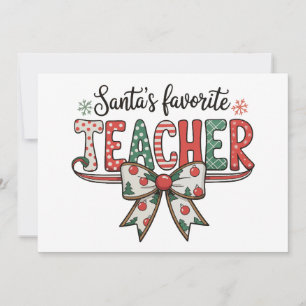 Cartes Pour Fêtes Annuelles École de l'enseignant préféré du Père Noël Noël Ar