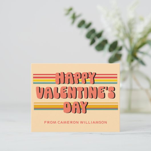 Cartes Pour Fêtes Annuelles École Rétro Groovy Saint-Valentin Personnalisée (Debout devant)