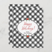 Cartes Pour Fêtes Annuelles Écossais Buffalo à carreaux noir blanc plat person (Devant / Derrière)