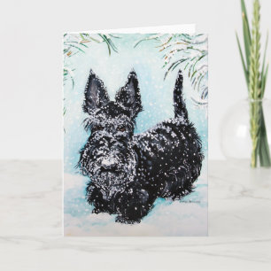 Cartes Pour Fêtes Annuelles Écossais Terrier en hiver "Nora "