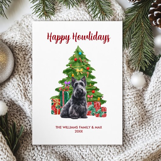 Cartes Pour Fêtes Annuelles Ecosse Terrier Chien famille Noël