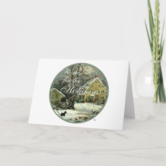 Cartes Pour Fêtes Annuelles Ecosse Terrier Hiver à l'ancienne mode (Devant)