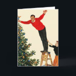 Cartes Pour Fêtes Annuelles Écrimage de l'arbre<br><div class="desc">Artiste : John hésitent des chutes de papa de | presque pendant qu'il met l'ange sur l'arbre</div>