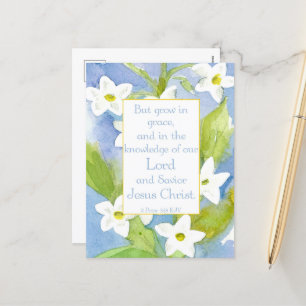 Cartes Pour Fêtes Annuelles Écriture 2 Pierre 3:18 Fleurs Nicotiana