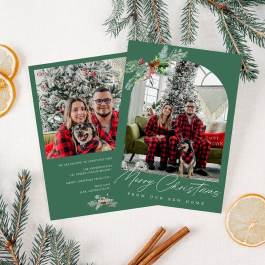 Cartes Pour Fêtes Annuelles Écriture blanche vert vacances déménagement faire-