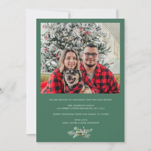 Cartes Pour Fêtes Annuelles Écriture blanche vert vacances déménagement faire- (Dos)