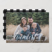 Cartes Pour Fêtes Annuelles Écriture Cursive Blanc Hiver Photo Entière (Devant / Derrière)