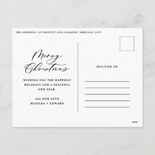 Cartes Pour Fêtes Annuelles Écriture de feuille minimale moderne Noël (Dos)