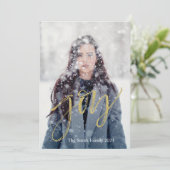 Cartes Pour Fêtes Annuelles Écriture de joie personnalisable en or faux (Debout devant)