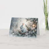 Cartes Pour Fêtes Annuelles Écriture de lapin d'hiver paisible Verset Noël (Devant)