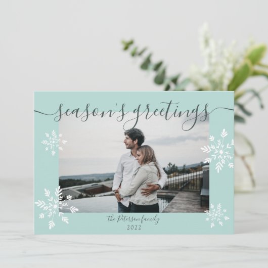 Cartes Pour Fêtes Annuelles Écriture de Noël bleu glace moderne flèches de nei (Debout devant)