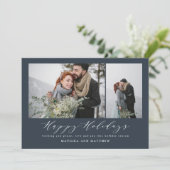 Cartes Pour Fêtes Annuelles Écriture de noël bleu marine (Debout devant)