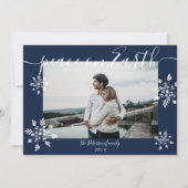 Cartes Pour Fêtes Annuelles Écriture de Noël bleu marine moderne flocons de ne (Devant)