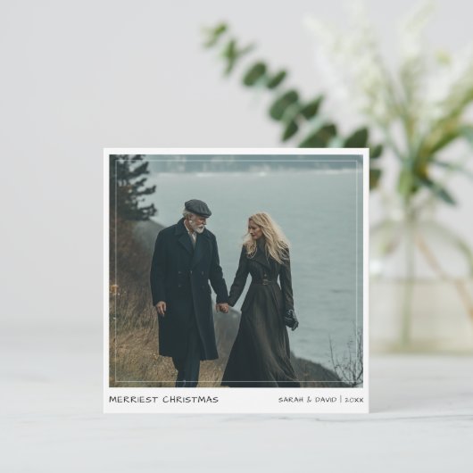 Cartes Pour Fêtes Annuelles Écriture décontractée Merriest Christmas Couple Ph (Debout devant)