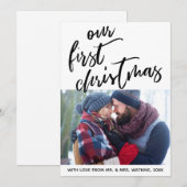 Cartes Pour Fêtes Annuelles écriture décontractée Notre premier Noël, photo (Devant / Derrière)