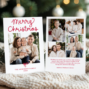 Cartes Pour Fêtes Annuelles Écriture fantaisiste Rouge Noeud Christmas 5 Photo