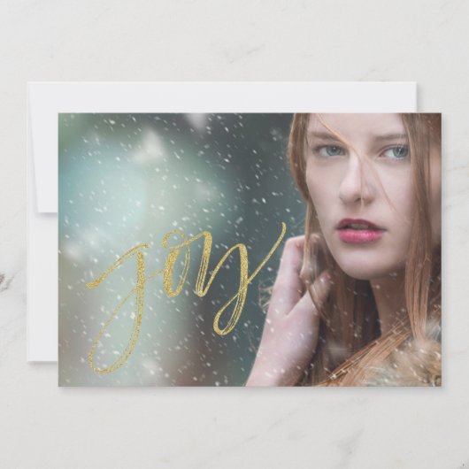 Cartes Pour Fêtes Annuelles Écriture Joy Faux Gold (Devant)