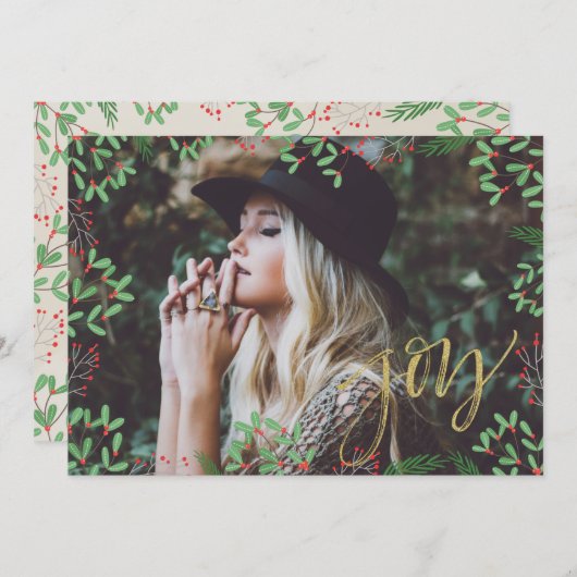 Cartes Pour Fêtes Annuelles Écriture Joy Faux Or (Devant / Derrière)