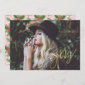 Cartes Pour Fêtes Annuelles Écriture Joy Faux Or (Devant / Derrière)