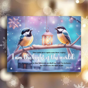 Cartes Pour Fêtes Annuelles Écriture KJV Chickadees Noël chrétien